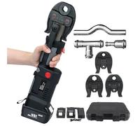 Cordless Hydraulic Pipe Crimper Tool - Battery-Powered Press with Interchangeable Jaws & Batteries - Portable Plumbing Kit for Professional and DIY Use