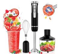 Cordless Immersion Blender: 4 in 1 Cordless Hand Blender with 500ml Chopper, 600ml Tumbler Cup, Egg Whisk, 8 Speeds with USB Rechargeable for Smoothies, Baby Food