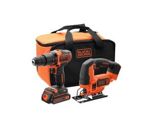 Cordless Impact Drill and Jigsaw Kit - 18V - BLACK+DECKER - BCK22S1S-QW - with one battery