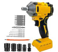 Cordless Impact Driver 20V,Compatible with Dewalt 20V Battery,Brushless,350Nm,with 18 pcs Accessories,for DIY Manufacturing Repair (No Battery)