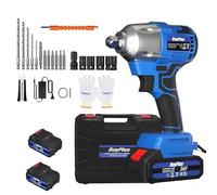 Cordless Impact Wrench,1/2 Brushless Impact Gun,3-IN-1 Power Electric Wrench/Max Torque (420N.m),21V Drill Set with 2x 6.0Ah Battery&Charger,4Pcs Sockets,High Torque Impact Wrench for Car Repairs