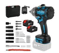 Cordless Impact Wrench, 1/2" Brushless Power Impact Gun, 2900RPM Electric Wrench with LED Work Light, Max Torque 1200N.m with 2 x 4.0Ah Battery & 5 Sockets & 9 Drill Bits & Carry Box for Car Home