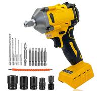 Cordless Impact Wrench 1/2" Drive,Brushless Motor, 550 Nm Max Torque, 4pcs Sockets (7/9/14/17mm), Compatible with Dewalt 18-20V Battery(Battery Not Included)-Perfect for Car Repair & Wheel Nut Removal