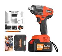 Cordless Impact Wrench 1/2 Impact Gun 450N.m Mid-Torque Impact Wrench Brushless Impact Driver High Torque 1/2 inch Impact Gun with 6.3Ah Battery and Charger, 4 Pcs Driver Impact Sockets 14/17/19/22