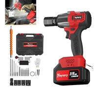 Cordless Impact Wrench 1/2 inch, 550N.m High Torque 3000 RPM, Brushless Motor, with 1.3Ah Li-Ion Battery, Eletric Wrench for Tire Lug Nuts - Red