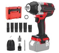 Cordless Impact Wrench,1000Nm 1/2 Inch Brushless Impact Gun Compatible for Makita 18V Battery, Electric Wrench Driver with 6 Sockets, Variable Speed, for Car Truck Tires Scaffolding (No Battery)