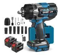 Cordless Impact Wrench - 1253.9 ft·lbs (1700 N.m)Max Torque Brushless Impact Wrenches, 1/2 Battery Impact Gun, 3 Speed Forward and 2 Reverse, 2*4.5Ah Batteries, 6 Sockets, for Car Tyre Change