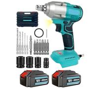 Cordless Impact Wrench 18V, Impact Gun 1/2Inch 450NM, Impact Driver with 2PCS 5500mAh Batteries, 3200RPM, 4PCS Impact Sockets and Quick Charger, Power Impact Driver with Carry Box, for Car Tire