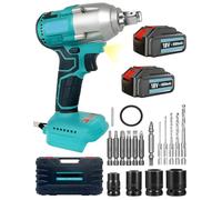 Cordless Impact Wrench 18V, Power Impact Wrench 1/2 Inch with 2PCS 5500mAh Batteries and Fast Charger, 450N.m Electric Impact Wrench Adjustable Torque 0-3200RPM, Power Impact Driver for Car Home