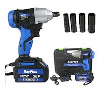 Cordless Impact Wrench, 21V Impact Gun 420Nm High Torque 1/2 Inch Electric Wrench Driver, 6.0Ah Battery, 3200rpm Variable Speed, with Socket Set 14/17/19/22mm for Car Wheel Nut Remove, w/Carry Box
