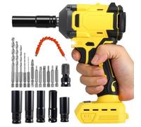 Cordless Impact Wrench 600Nm 1/2 Impact Wrench 18V with Brushless Motor | Battery Impact Gun Compatible with DeWalt 18V/20V MAX Batteries for Wheel Nuts and Tyres 19-Piece Kit Tool Only