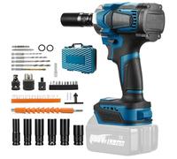 Cordless Impact Wrench, 700Nm 1/2 Inch Brushless Impact Driver Compatible for Makita 18V Battery, Electric Wrench Driver with Socket and Screwdriver Set for Car Truck Tires Scaffolding (No Battery)