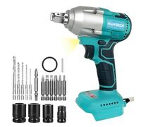 Cordless Impact Wrench Brushless Impact Gun for Makita 18V Battery, 1/2 inch Electric Impact Driver, 3200rpm & 450N.m, 16pcs Accessories High Torque Impact Wrench for Car Tire DIY Craft (No Battery)