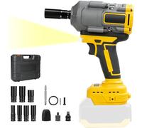 Cordless Impact Wrench for Dewalt 18V 20V Battery, 1/2 inch 1100Nm Brushless Rotary Impact Wrench with LED Light, Socket and Socket Adapter, 3-Speed Adjustment(Not Battery)