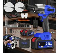 Cordless Impact Wrench High Torque Impact Gun Two 3000Mah Batteries, Brushless Electric Driver For Cars Trucks Rvs Mowers