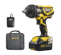 Cordless Impact Wrench, Morgan’s Power Brushless Rattle Nut Gun 300Nm with 3.0Ah Li-ion 20V MAX Battery, Charger & Power Tool Bag (½" Square Drive, 300Nm Torque)