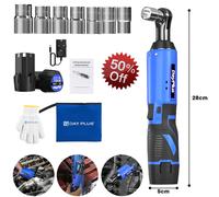 Cordless Impact Wrench Ratchet Rattle Nut Gun 3/8" Drive + 2 Battery +7 socket
