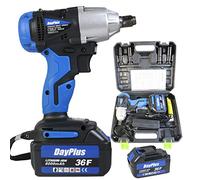 Cordless Impact Wrench Scaffolding Nut Gun with 2x1.5Ah Li-ion Battery, Fast Charger & Power Tool Case - Includes LED Work Light & ½" Square Drive, 420Nm Torque 4 Socket
