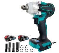 Cordless Impact Wrench with 2 x 3000mAH Battery, 1/2 inch Brushless Impact Gun for Makita, Max Torque 520 N.m, 4 Sockets High Torque Impact Wrench for Car Truck