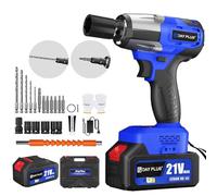 Cordless Impact Wrench1/2 Brushless Power Impact Gun2500RPM Electric Wrench with 4 Sockets 12PCS Screwdriver Bits2X Capacity Battery & Carry Box for Car Home (Blue)