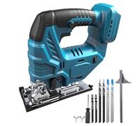 Cordless Jig Saw Compatible with Makita 18V Battery, Brushless Jigsaw Cut Off Tool 400W 2700RPM 45° Beveled Cuts for Straight/Curve/Circle Cutting (No Battery)
