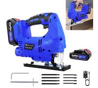 Cordless Jigsaw 21V Brushless Electric Jigsaw Tool Battery Operated Saw, 3000SPM, 4 Orbital Settings, ±45° Bevel Cutting, Wireless Jig Saw with 8 Blades Bevel Cutting for Wood Metal PVC Pipe Cutting