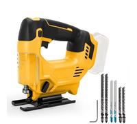 Cordless Jigsaw Compatible for Dewalt 20V Battery, 3500RPM Brushless Electric Jigsaw Cut Off Tool with 3 Orbital 0°-45° Bevel Adjust, 6 Piece Blades, for Wood Metal Cutting (No Battery)(Yellow-DW)