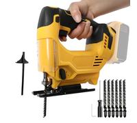 Cordless Jigsaw Compatible with Dewalt 18V 20V Battery, 3500RPM Brushless Electric Jigsaw with 4 Orbital Action, ± 45° Bevel Cutting Angle, 6pcs Blades for Wood Metal Cutting
