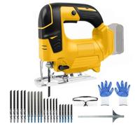 Cordless Jigsaw Compatible with Dewalt 18V 20V Battery, Electric Jig Saw with 4 Orbital Settings, 20pcs Jigsaw Blades, -45° to +45° Bevel Cutting, Ideal for Wood Plastic Metal (No Battery)