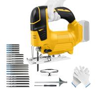 Cordless Jigsaw Compatible with Dewalt 18V 20V Battery, Electric Jig Saw with 4 Orbital Settings & Tool Free Blade Change, 45°Bevel Adjustment, 20pcs Jigsaw Blades, Ideal for Wood Plastic Metal