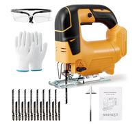 Cordless Jigsaw Compatible with Dewalt 18V 20V Battery, Electric Jigsaw Cut Off Tool with 4 Orbital Settings, ±45° Bevel Cutting, 20pcs Blades and Tools Kit for Wood Plastic Metal Cutting (No Battery)