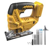 Cordless Jigsaw for Dewalt 20V, 800W Brushless Electric Orbital Jigsaw with Led Light, 5 Variable Speed, ±45° Bevel Cutting Angle, 6Pcs T-Shank Blades for Wood Plastic Metal (No Battery)