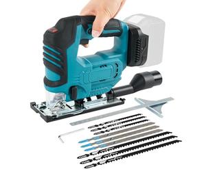 Cordless Jigsaw for Makita 18V, 500W Brushless Electric Orbital Jigsaw with Led Light, ±45° Bevel Cutting Angle, 9Pcs T-Shank Blades, 19 mm Stroke for Wood Plastic Metal (No Battery)
