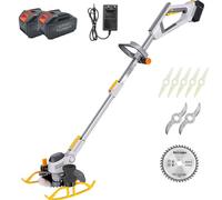 Cordless Lawn Mower and Electric Trimmer, Adjustable Handle, 3 Blades, Two 12Ah Batteries, 75 Minutes Runtime, Lightweight for Patios, Lawns, and Gardens