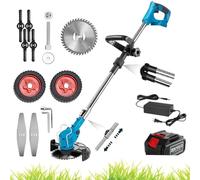 Cordless Lawn Mower, Handheld Retractable Garden Mower with Blade, Garden Lawn Edger 11cm Cutting Diameter, 1 Battery, Charger and Quick Change Spare Blade for Lawn Garden Trimming