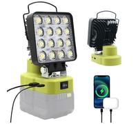 Cordless LED Work Light Compatible for Ryobi 18V Battery, 38W LED Floodlight with USB-A&USB-C 2.1A Fast Charging Ports for Jobsite, Car Repairing, Camping, Emergency