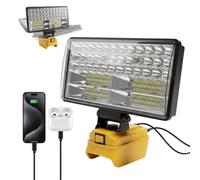 Cordless LED Work Light Compatible with DeWalt 20V Battery 90W 6000LM | 160° Adjustable Job Site Spotlight Flood Light with 2 USB-Charging Port for Workshop, Garage, Camping(No Battery)