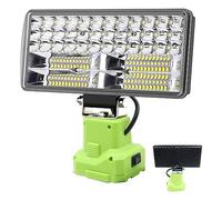 Cordless LED Work Light Compatible with Ryobi 18V Battery,38W 6000 LM Portable LED Flood Lights Battery Powered Spotlight with 2 Modes Setting & Heat Dissipation for Outdoor Camping Emergency