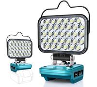 Cordless LED Work Light for Makita 18v Battery, Portable Flood Lights 66W Spotlight Lighting 6600LM with Type C & USB Fast Charging for Camping, Hiking, Fishing,Power Failure,Workshop (No Battery)