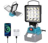Cordless LED Work Light for Makita18V, 48W 4800 LM Battery Lamp, 2 Modes LED Spotlight with 2 USB Charging,Portable Floodlight for Emergencies, Construction Site, (No Battery) DOYFAY