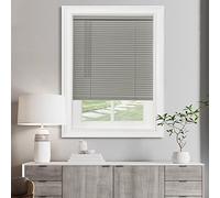 Cordless Light Filtering Mini Blind - 30 Inch Width, 64 Inch Length, 1" Slat Size - Grey - Cordless GII Morningstar Horizontal Windows Blinds for Interior by Achim Home Decor