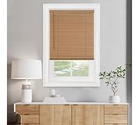 Cordless Light Filtering Mini Blind, Curtain Blinds - 39 Inch Width, 64 Inch Length, 1'' Slat Size - Woodtone - Cordless GII Morningstar Horizontal Windows Blinds for Interior by Achim Home Decor
