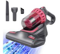Cordless Mattress Vacuum Cleaner Dust Mite Vacuum 10Kpa Suction UV-C Light Bed Vacuum Cleaner with HEPA Filtration & Heating & Ultrasonic & 8000 Times/Min Upgrade Double Beat 100W Pink + Silver Grey