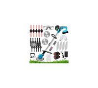 Cordless Metal Blade Strimmer with Power Display, 4-in-1 Grass Trimmer, 2x Lithium Batteries, Quick-Change Blades, Adjustable 90-Degree Head