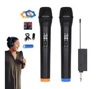 Cordless Mic - Rechargeable Speeches Amplifier, Double Audio Microphones | Rechargeable Speeches Amplifier with Built in Sound Card, Professional Wireless Microphone System for Singing Wedding Dj