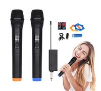 Cordless Microphone, Wireless Microphone System - Double Wireless Dynamic Microphones - Rechargeable Voice Amplifier, Hand Channel Microphones with Built-in Sound Card for Vocals, Wedding, DJ