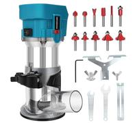 Cordless Milling Cutter for Makita 18V Brushless, One Hand Milling Machine with 6 Variable Speeds, 1/4 Inch Pliers, 6 mm and 8 mm, 700W +12 Set of Mills (without Battery)