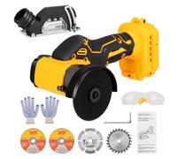 Cordless Mini Angle Grinder Compatible with Dewalt 20V Battery, 20000RPM 76mm Power Cordless Angle Grinder Tool with 2 Grinding Discs, 2 Cutting Discs, Dust Shield, Gloves and Goggles (No Battery)