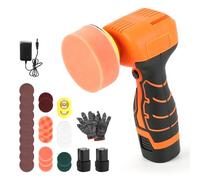 Cordless Mini Car Polisher, 3” Palm Sander with 2 Batteries Mini Car Polisher Kit with Lock Button 3500 RPM for Car Detailing Waxing Sanding Home Cleaning