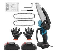 Cordless Mini Chainsaw 6 Inch, 21V Rechargeable Handheld Electric Chainsaw, 8-10s Fast Cutting, Small Chain Saw with Safety Lock and 2 Chains, Small Battery Chainsaw for Garden Farm Wood Cutting